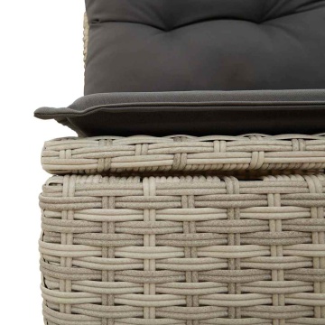 Set mobilier de grădină cu perne, 8 piese gri deschis poliratan - Img 5