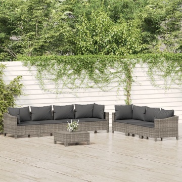 Set mobilier de grădină cu perne, 8 piese, gri, poliratan - Img 1