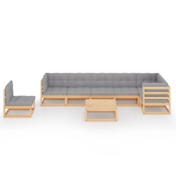 Set mobilier de grădină cu perne, 8 piese, lemn masiv de pin - Img 3