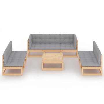 Set mobilier de grădină cu perne, 8 piese, lemn masiv de pin - Img 3