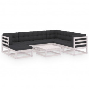 Set mobilier de grădină cu perne, 8 piese, lemn masiv de pin - Img 1