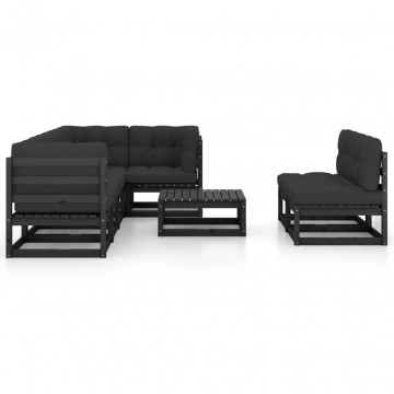 Set mobilier de grădină cu perne, 8 piese, lemn masiv de pin - Img 3