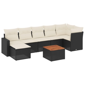 Set mobilier de grădină cu perne, 8 piese, negru, poliratan - Img 2
