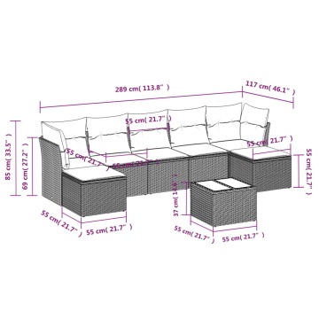 Set mobilier de grădină cu perne, 8 piese, negru, poliratan - Img 3