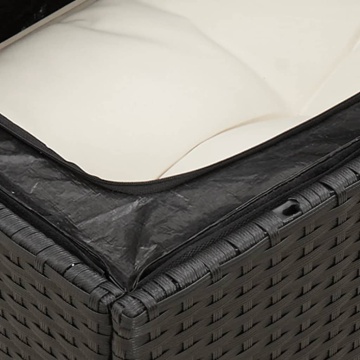 Set mobilier de grădină cu perne, 8 piese, negru, poliratan - Img 7