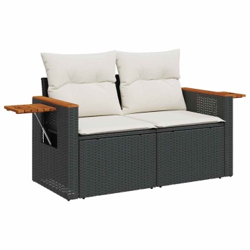 Set mobilier de grădină cu perne, 8 piese, negru, poliratan - Img 8