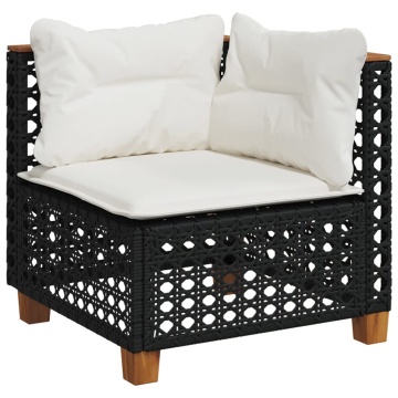 Set mobilier de grădină cu perne, 8 piese, negru, poliratan - Img 3