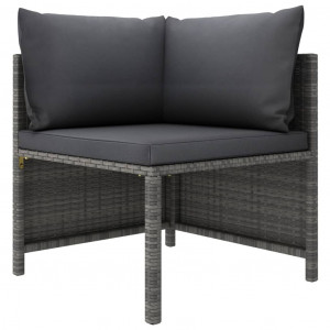 Set mobilier de grădină cu perne, 9 piese, gri, poliratan - Img 2