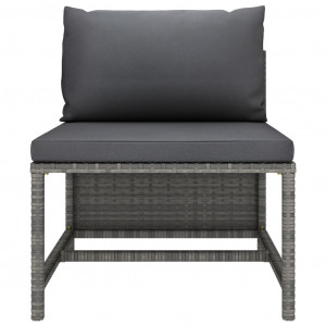 Set mobilier de grădină cu perne, 9 piese, gri, poliratan - Img 6