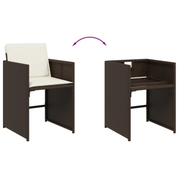 Set mobilier de grădină cu perne, 9 piese, maro, poliratan - Img 5