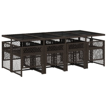 Set mobilier de grădină cu perne, 9 piese, maro, poliratan - Img 8