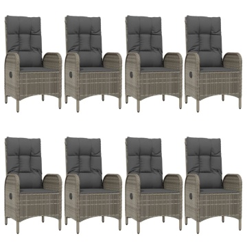 Set mobilier de grădină cu perne, 9 piese, negru/gri, poliratan - Img 4