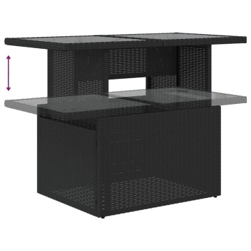 Set mobilier de grădină cu perne, 9 piese, negru, poliratan - Img 7