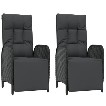 Set mobilier de grădină cu perne, 9 piese, negru, poliratan - Img 8