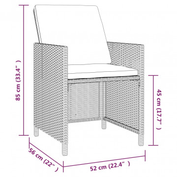 Set mobilier de grădină cu perne, 9 piese, negru, poliratan - Img 6