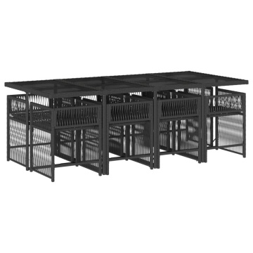 Set mobilier de grădină cu perne, 9 piese, negru, poliratan - Img 3