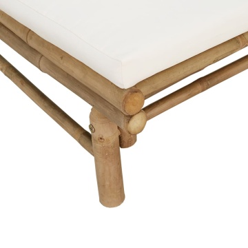 Set mobilier de grădină, cu perne alb crem, 4 piese, bambus - Img 6