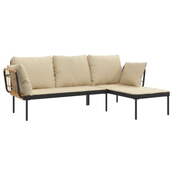 Set mobilier de grădină cu perne bej, 3 piese, poliratan - Img 8