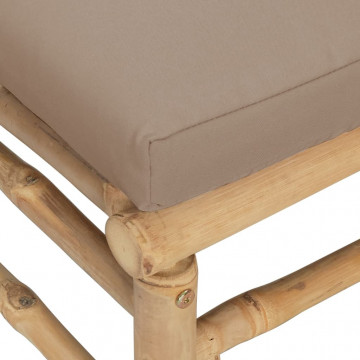 Set mobilier de grădină cu perne gri taupe, 2 piese, bambus - Img 6