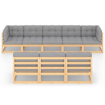 Set mobilier de grădină din 8 piese, lemn masiv de pin - Img 3