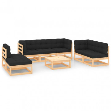 Set mobilier de grădină din 8 piese, lemn masiv de pin - Img 1