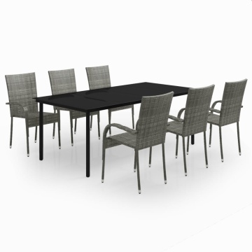 Set mobilier de grădină ,gri și negru, 7 piese - Img 2