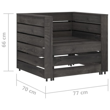 Set mobilier de grădină paleți, 2 piese, gri, lemn pin tratat - Img 6
