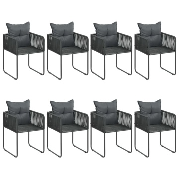 Set mobilier de masă, 9 piese, negru, ratan PVC - Img 4