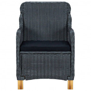 Set mobilier exterior cu perne, 7 piese, gri închis, poliratan - Img 5