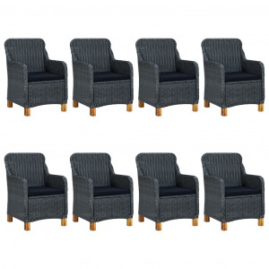 Set mobilier exterior cu perne, 9 piese, gri închis, poliratan - Img 2