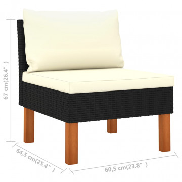 Set mobilier grădină 10 piese negru poliratan & lemn eucalipt - Img 7