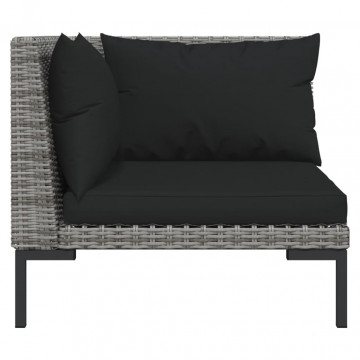 Set mobilier grădină,3 piese,gri închis,poliratan semi-rotund - Img 6