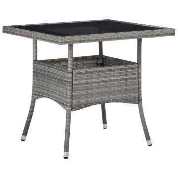 Set mobilier grădină, 3 piese, gri, poliratan și lemn acacia - Img 2