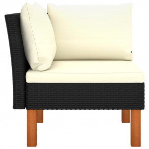 Set mobilier grădină, 3 piese, poliratan & lemn masiv eucalipt - Img 4