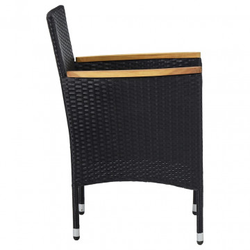 Set mobilier grădină, 5 piese, negru, poliratan și lemn acacia - Img 6