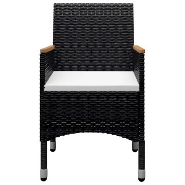 Set mobilier grădină, 9 piese, negru, poliratan/sticlă tratată - Img 8