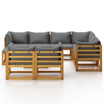 Set mobilier grădină cu perne, 10 piese, lemn masiv de acacia - Img 3