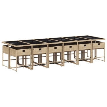 Set mobilier grădină cu perne, 13 piese, bej combinat poliratan - Img 4