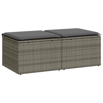 Set mobilier grădină cu perne 2 piese gri poliratan/lemn acacia - Img 2