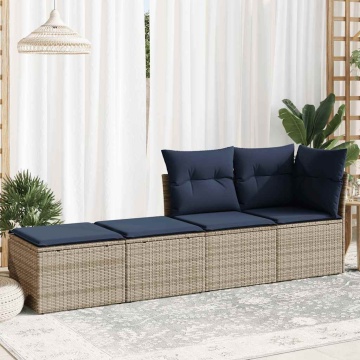 Set mobilier grădină cu perne 2 piese gri poliratan/lemn acacia - Img 3