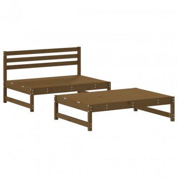 Set mobilier grădină cu perne, 2 piese, maro miere lemn masiv - Img 3