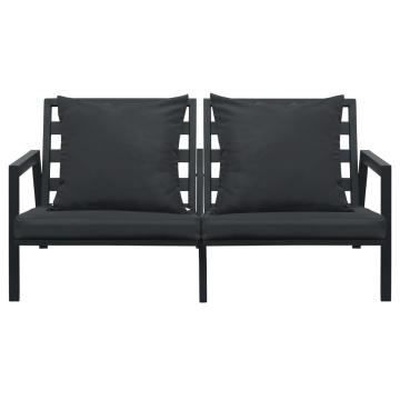 Set mobilier grădină cu perne, 4 piese, gri, închis aluminiu - Img 10