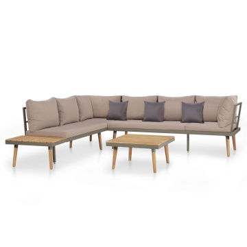 Set mobilier grădină cu perne, 4 piese, maro, lemn acacia - Img 1