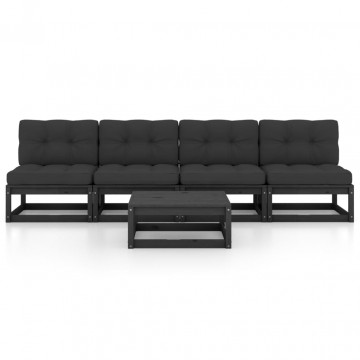 Set mobilier grădină cu perne, 5 piese, lemn masiv pin - Img 3