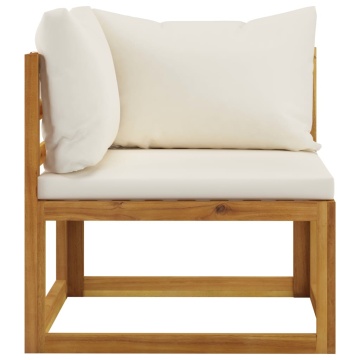 Set mobilier grădină cu perne, 6 piese, crem, lemn masiv acacia - Img 5