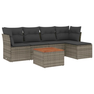 Set mobilier grădină cu perne, 6 piese, gri, poliratan - Img 2