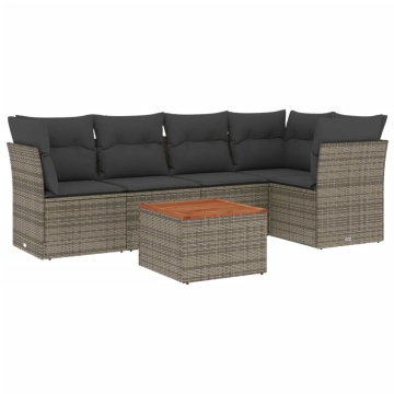 Set mobilier grădină cu perne, 6 piese, gri, poliratan - Img 2