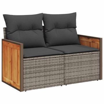 Set mobilier grădină cu perne, 6 piese, gri, poliratan - Img 4