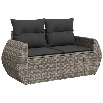 Set mobilier grădină cu perne, 6 piese, gri, poliratan - Img 4