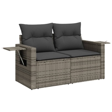 Set mobilier grădină cu perne, 6 piese, gri, poliratan - Img 5
